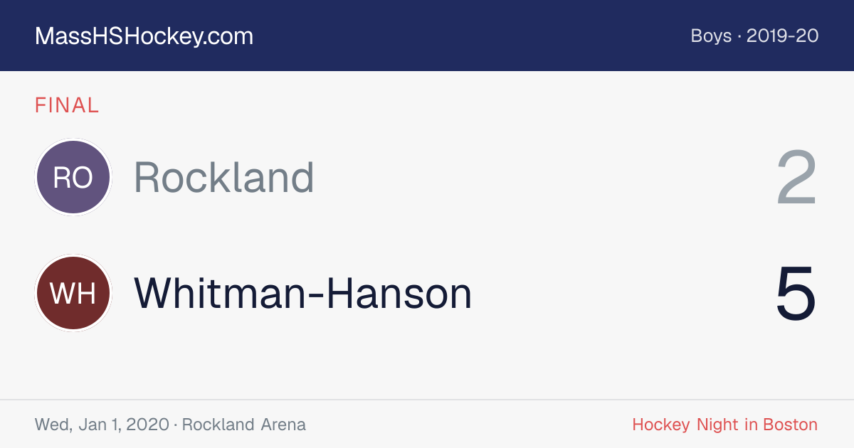 Rockland at Whitman-Hanson score card