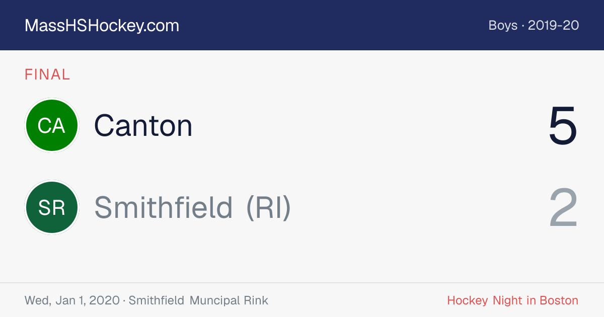 Canton at Smithfield (RI) score card