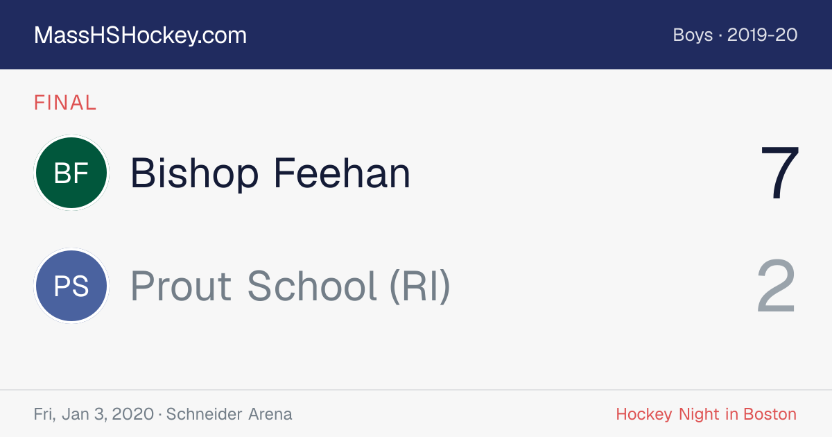 Bishop Feehan at Prout School (RI) score card