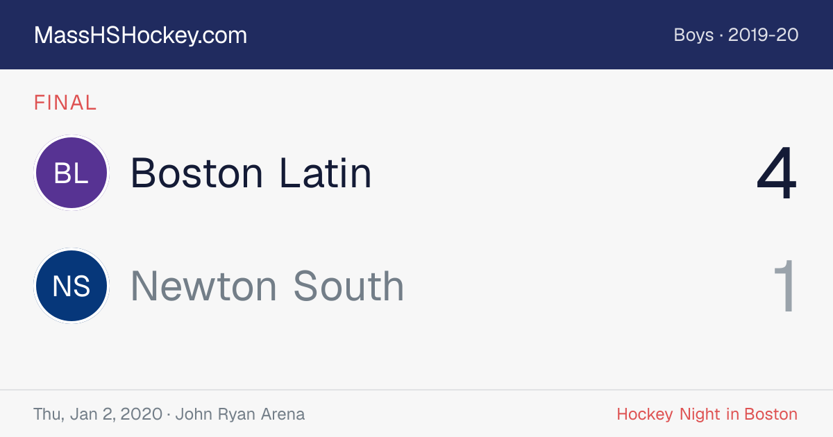 Boston Latin at Newton South score card