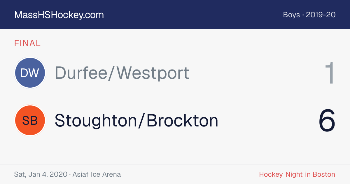 Durfee/Westport at Stoughton/Brockton score card