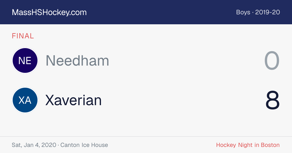 Needham at Xaverian score card