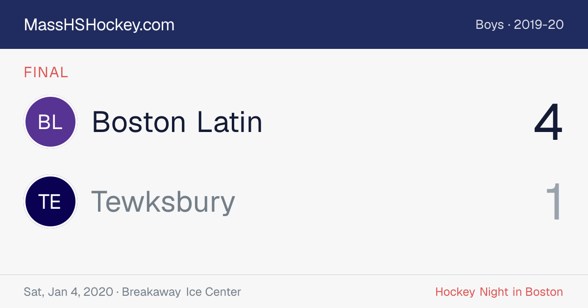 Boston Latin at Tewksbury score card