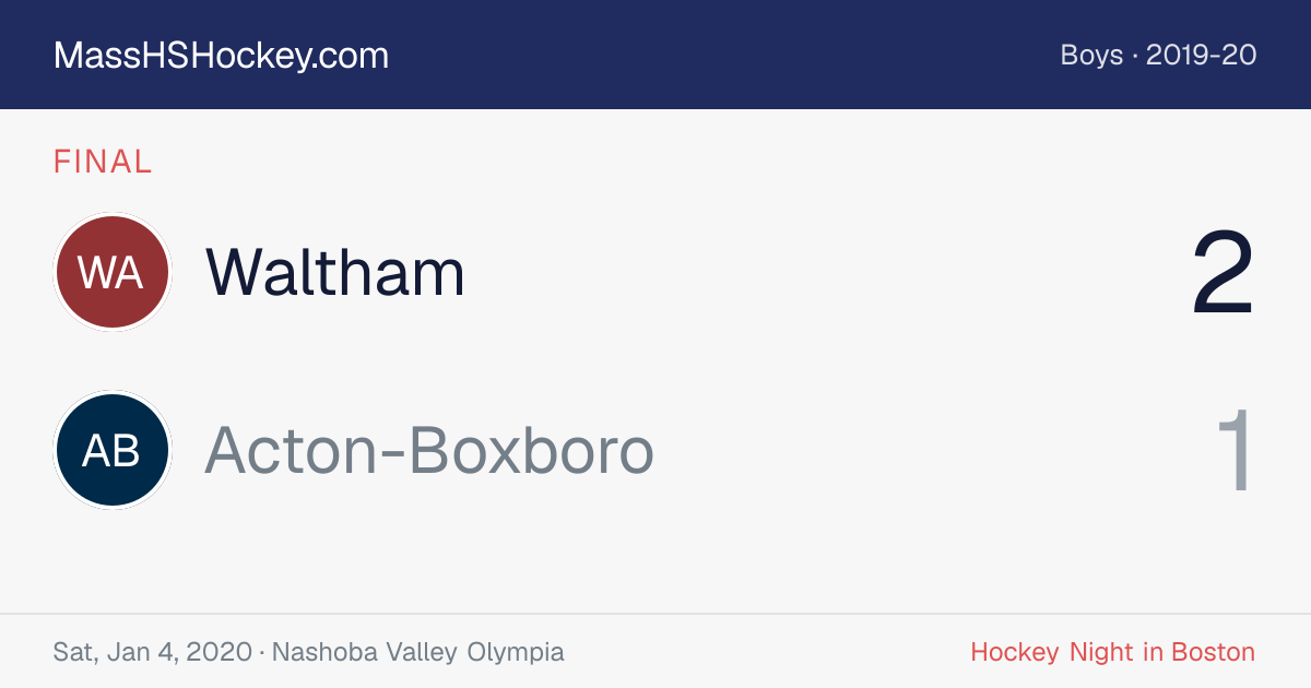 Waltham at Acton-Boxboro score card