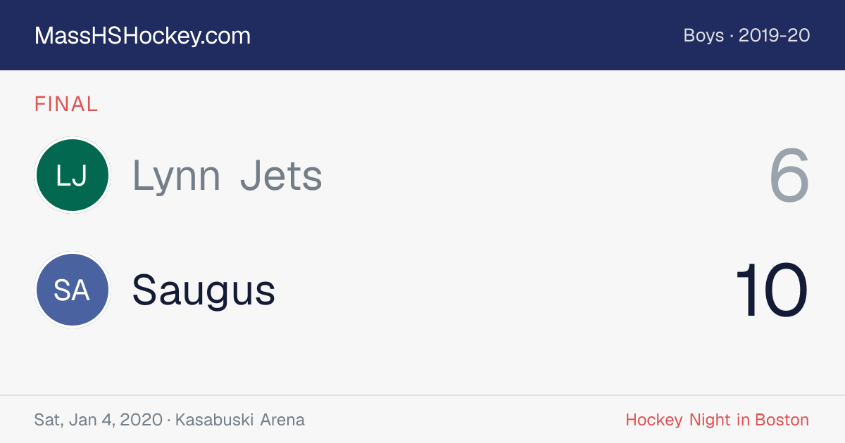 Lynn Jets at Saugus score card
