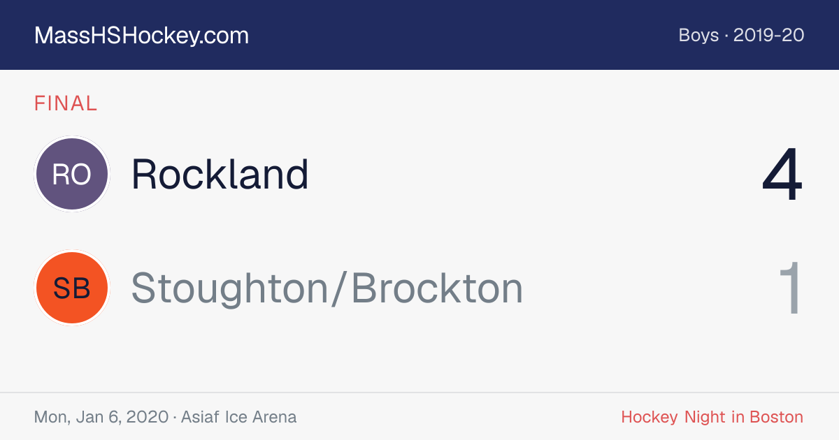 Rockland at Stoughton/Brockton score card