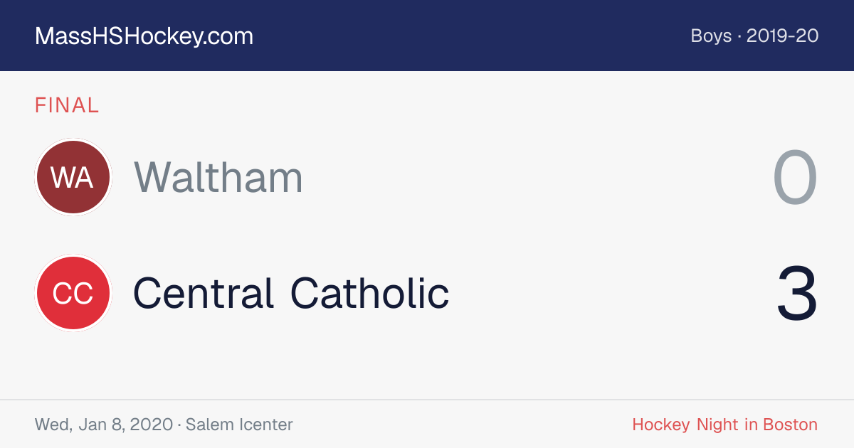 Waltham at Central Catholic score card