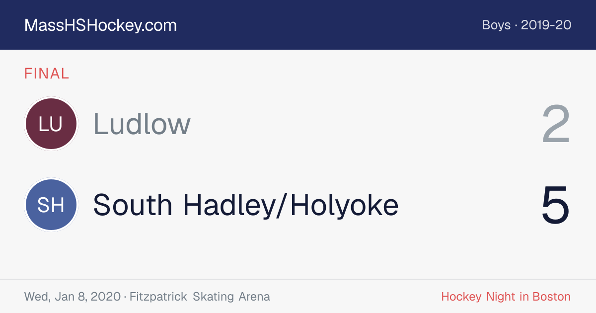 Ludlow at South Hadley/Holyoke score card