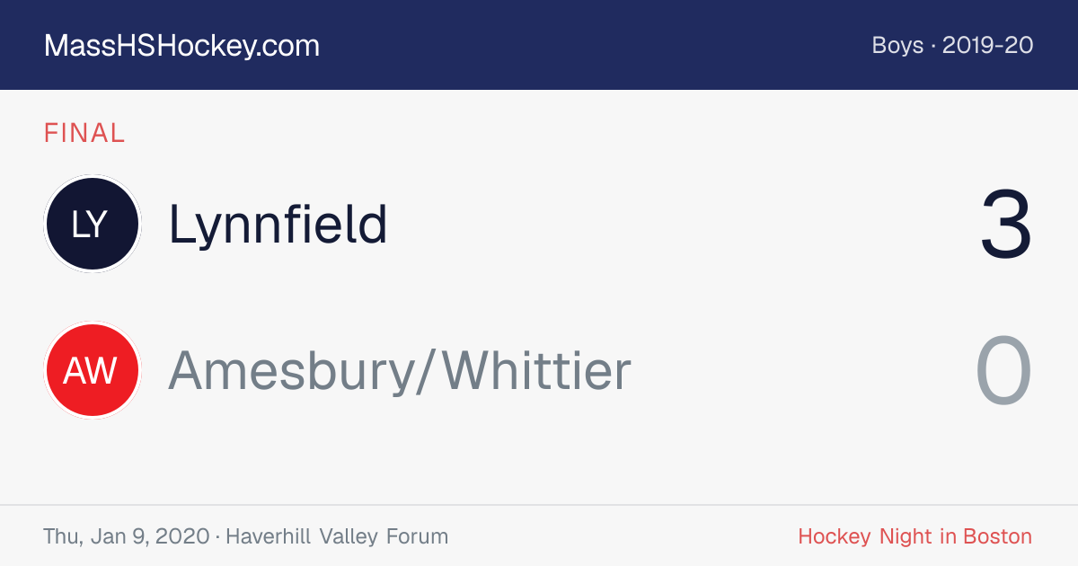 Lynnfield at Amesbury/Whittier score card