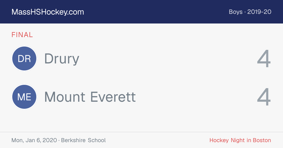 Drury at Mount Everett score card