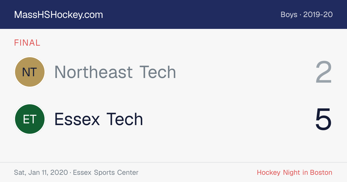 Northeast Tech at Essex Tech score card