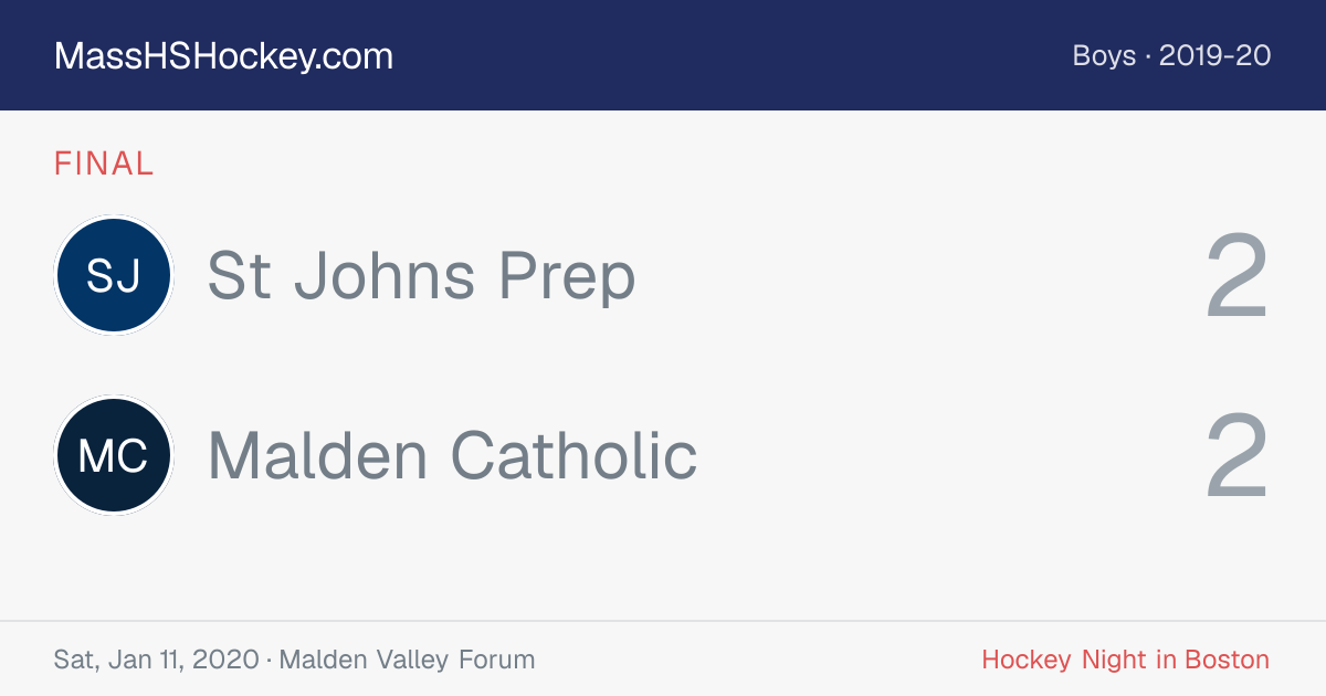 St Johns Prep at Malden Catholic score card