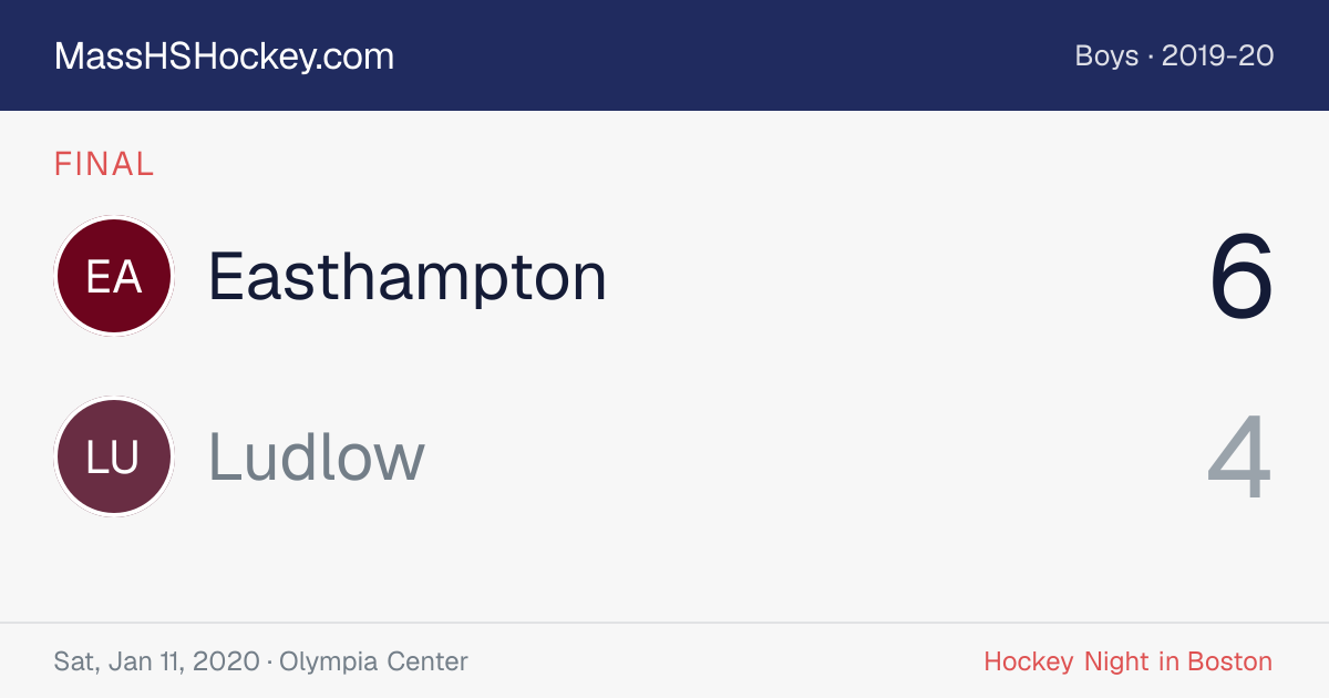 Easthampton at Ludlow score card