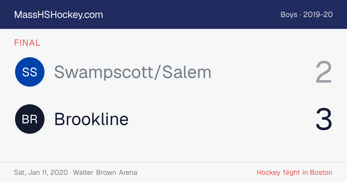Swampscott/Salem at Brookline score card