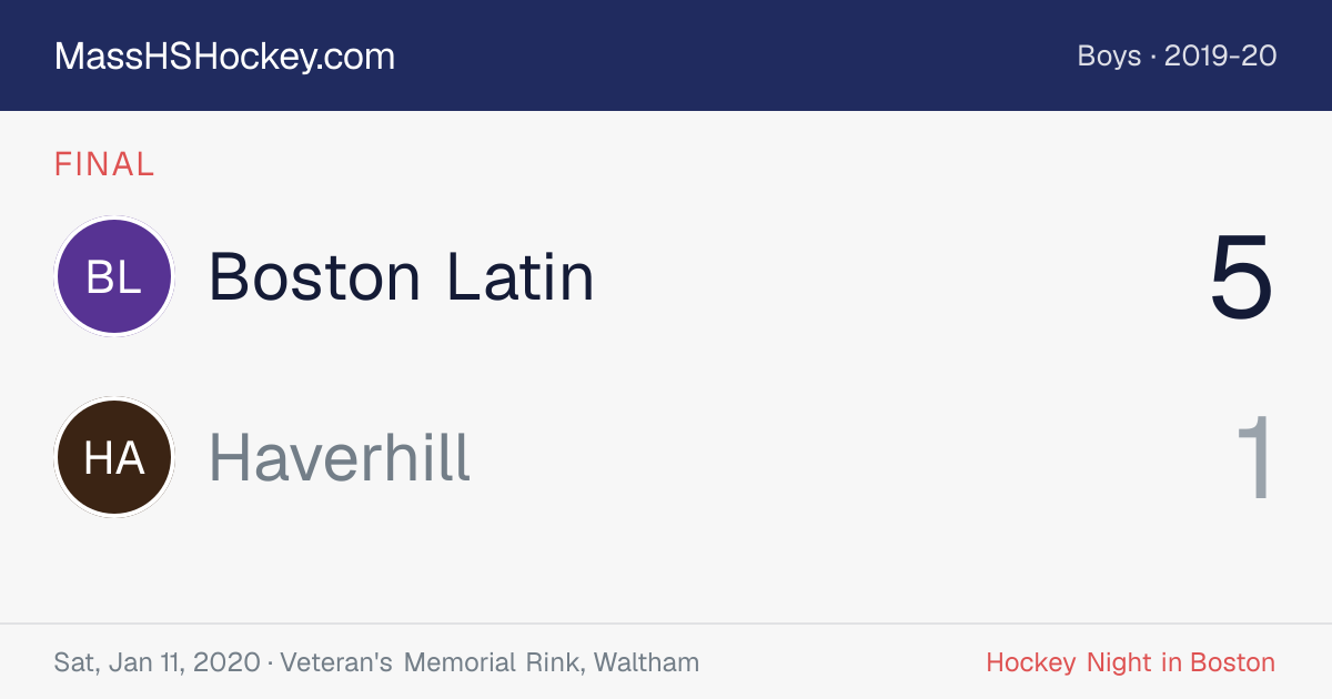Boston Latin at Haverhill score card