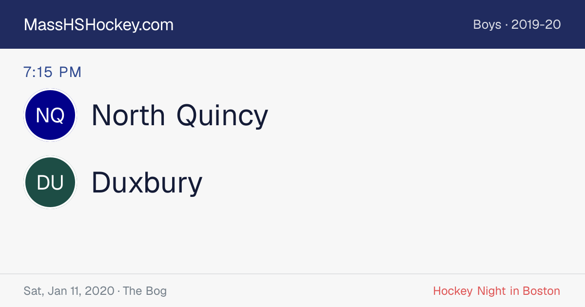 North Quincy at Duxbury score card