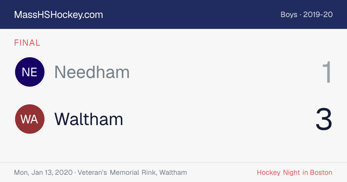 Needham at Waltham score card