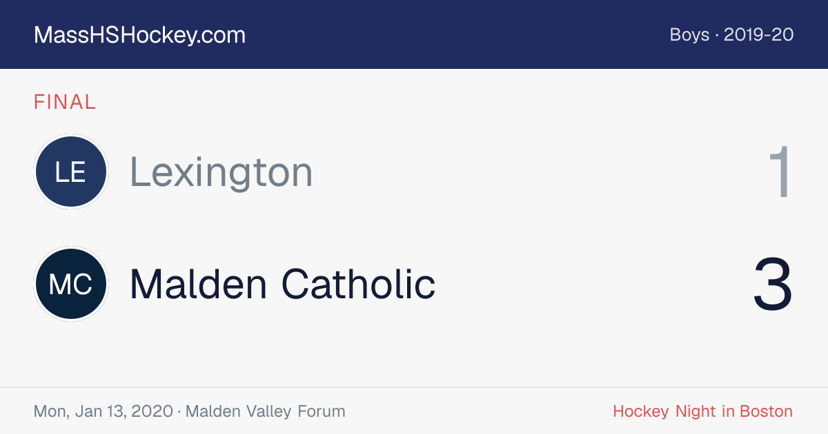 Lexington at Malden Catholic score card