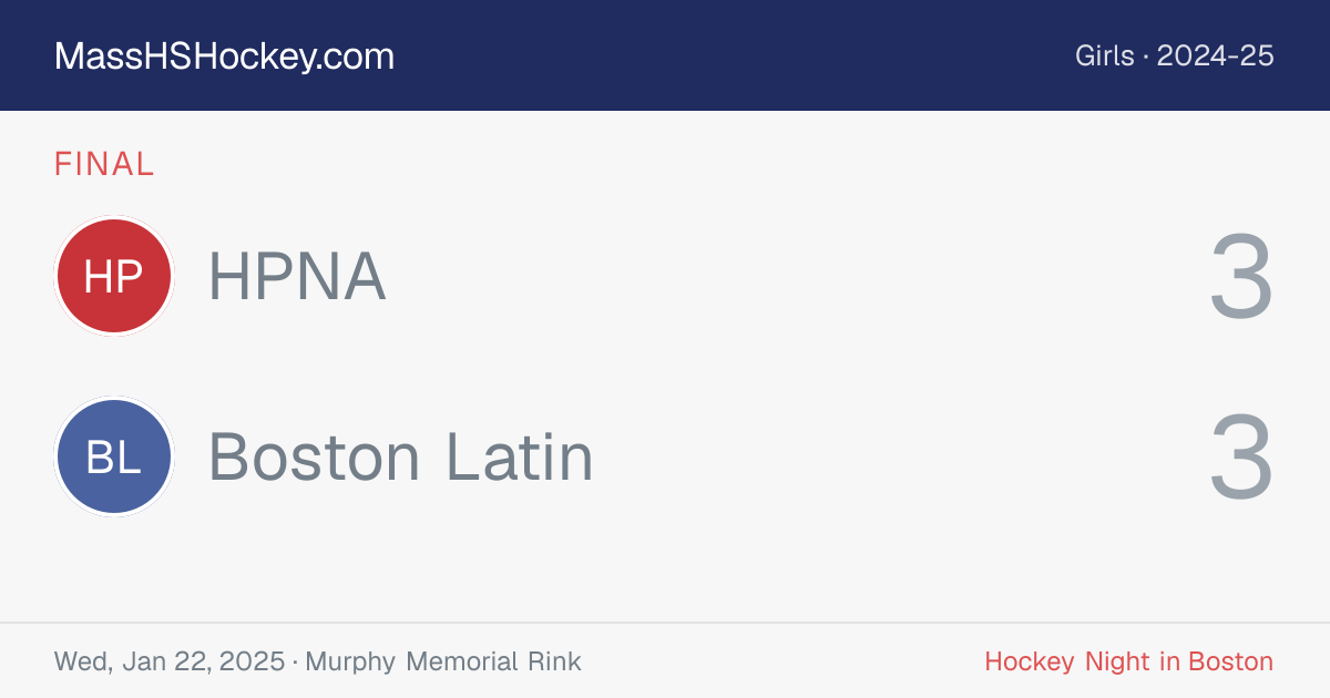 HPNA at Boston Latin score card