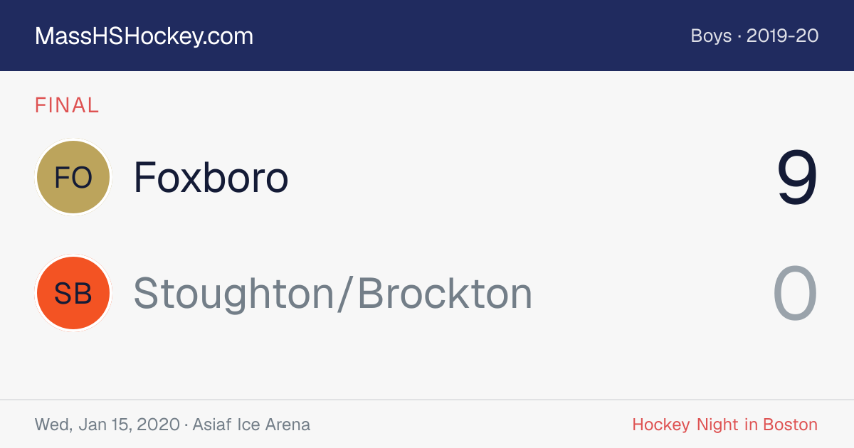 Foxboro at Stoughton/Brockton score card