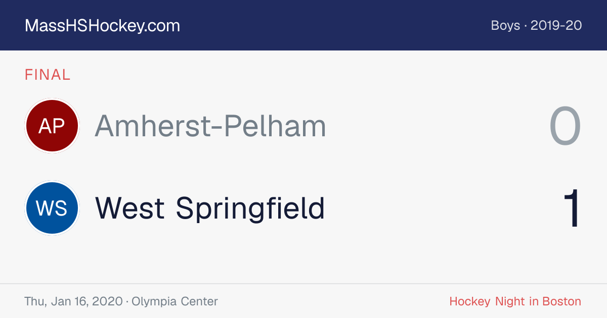 Amherst-Pelham at West Springfield score card