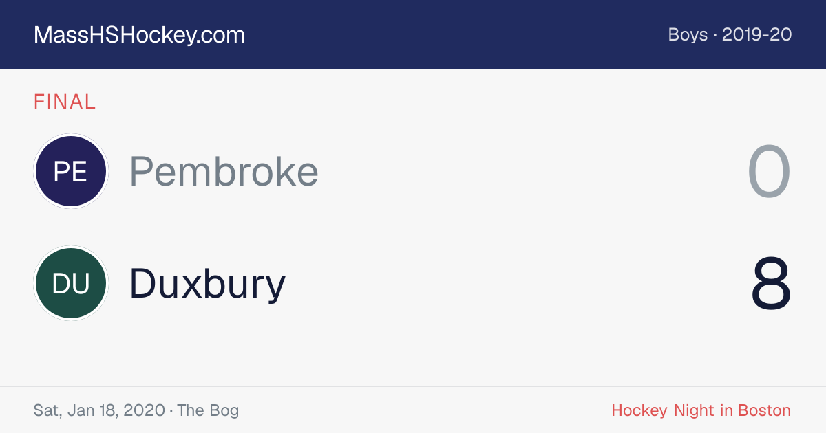 Pembroke at Duxbury score card