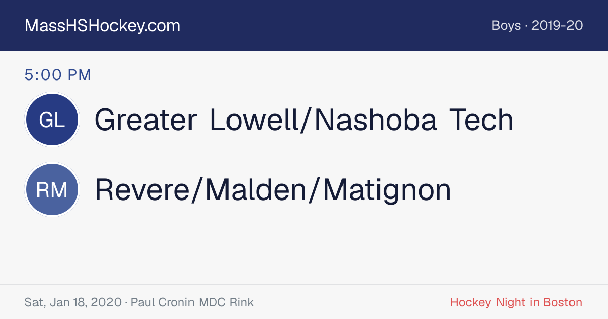 Greater Lowell/Nashoba Tech at Revere/Malden/Matignon score card