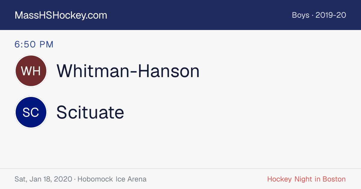 Whitman-Hanson at Scituate score card