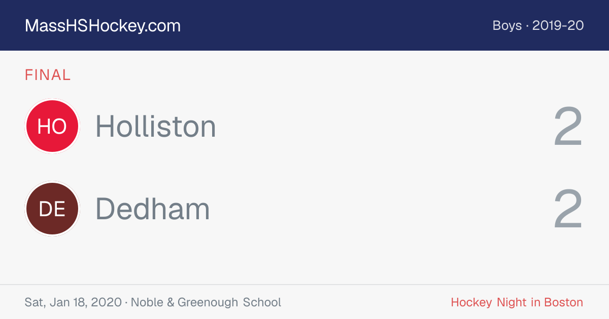 Holliston at Dedham score card