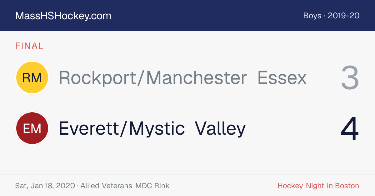 Rockport/Manchester Essex at Everett/Mystic Valley score card