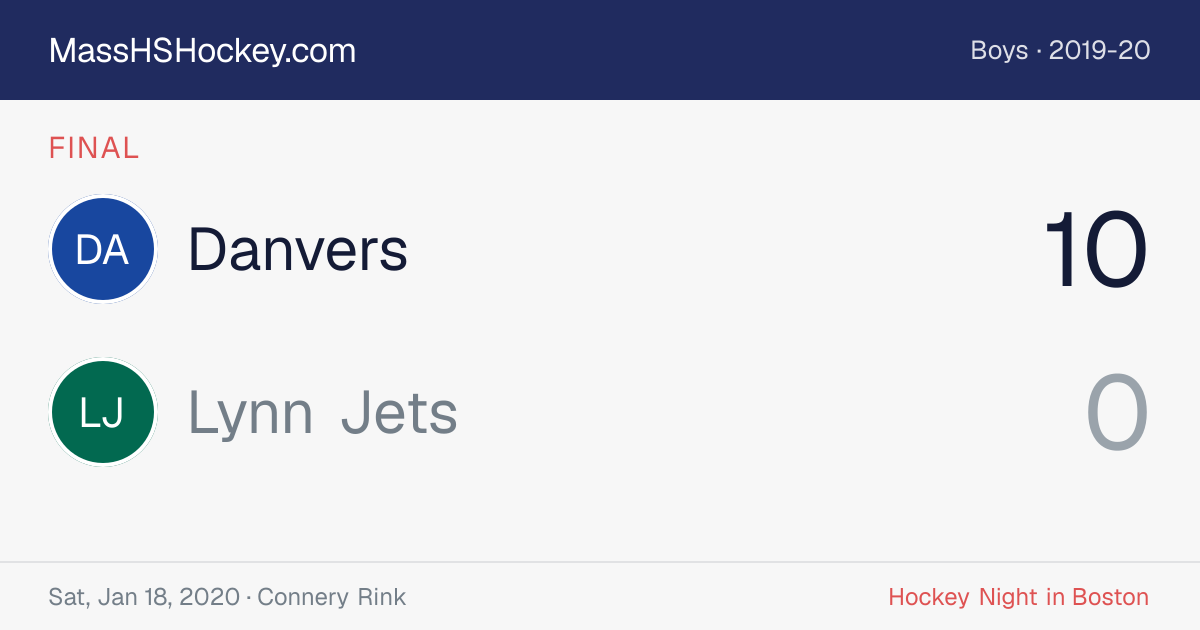 Danvers at Lynn Jets score card