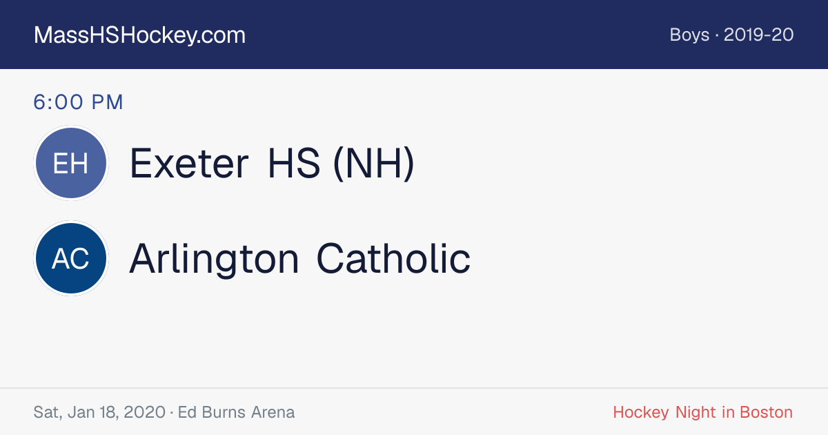 Exeter HS (NH) at Arlington Catholic score card