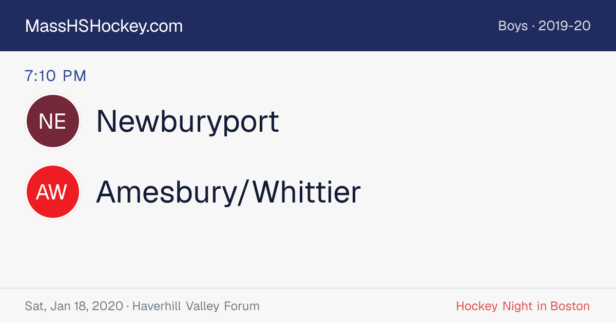 Newburyport at Amesbury/Whittier score card