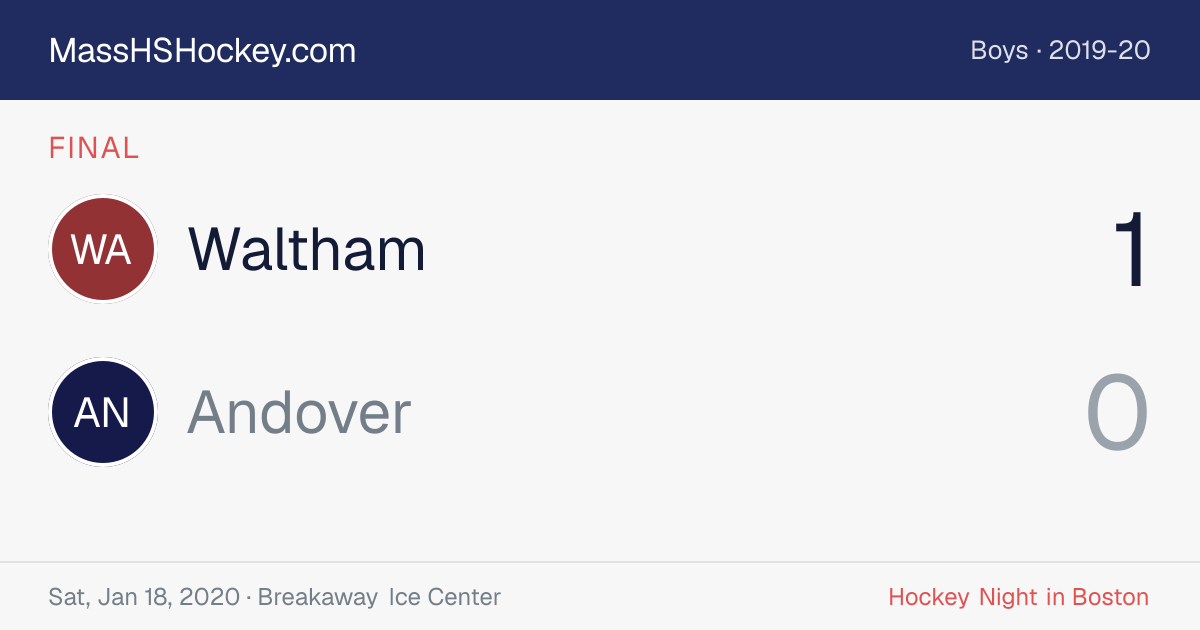 Waltham at Andover score card