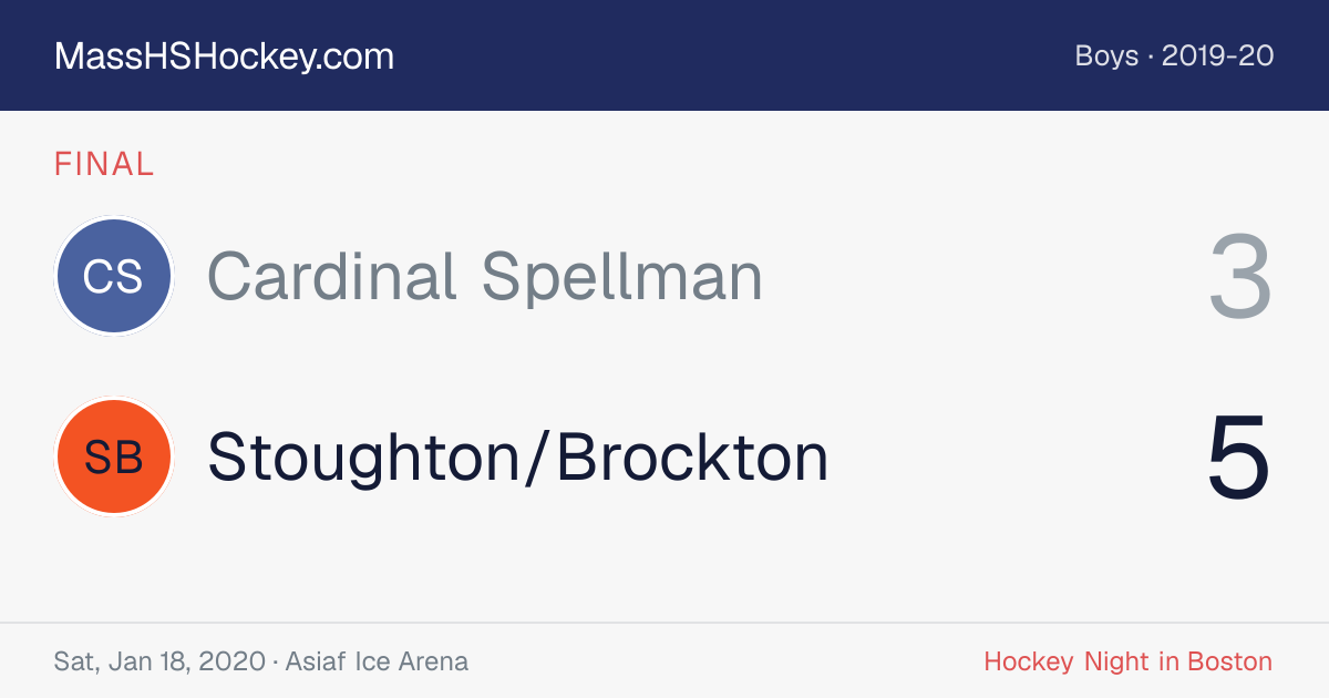 Cardinal Spellman at Stoughton/Brockton score card
