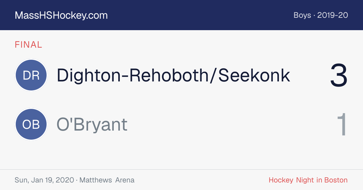Dighton-Rehoboth/Seekonk at O'Bryant score card