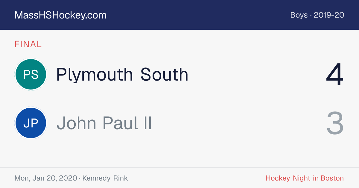 Plymouth South at John Paul II score card