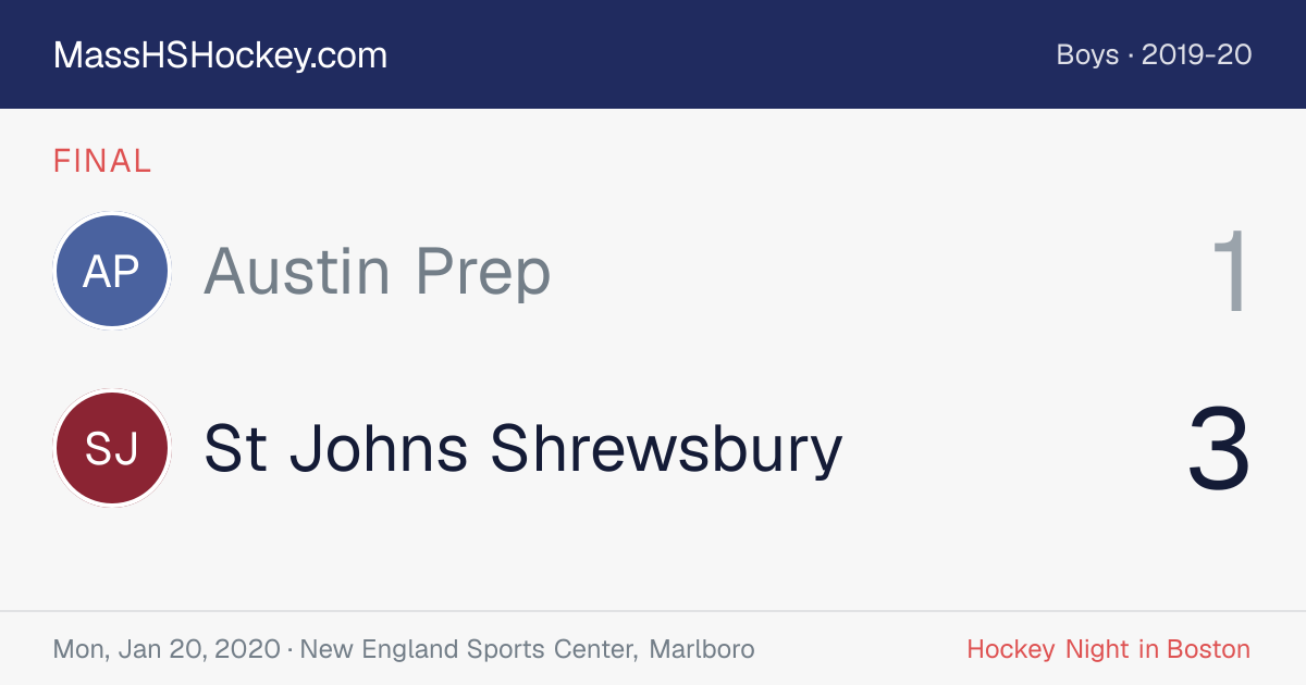 Austin Prep at St Johns Shrewsbury score card