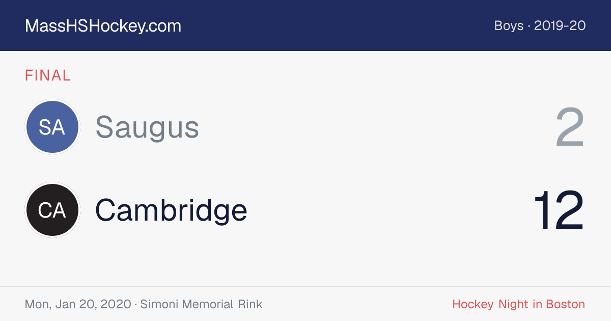 Saugus at Cambridge score card