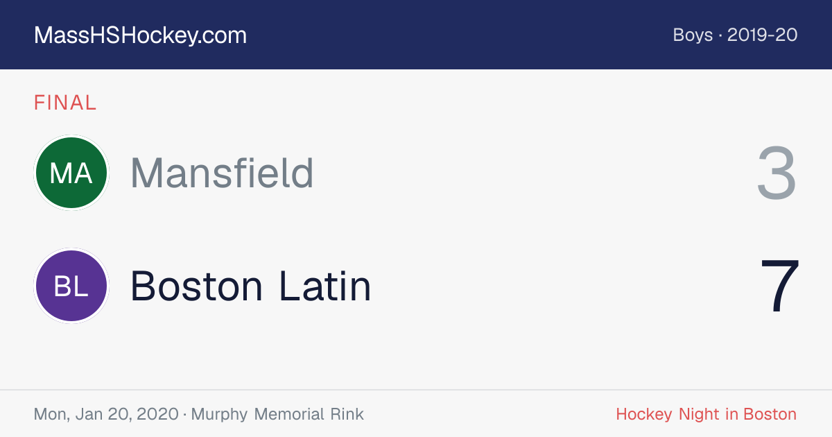 Mansfield at Boston Latin score card