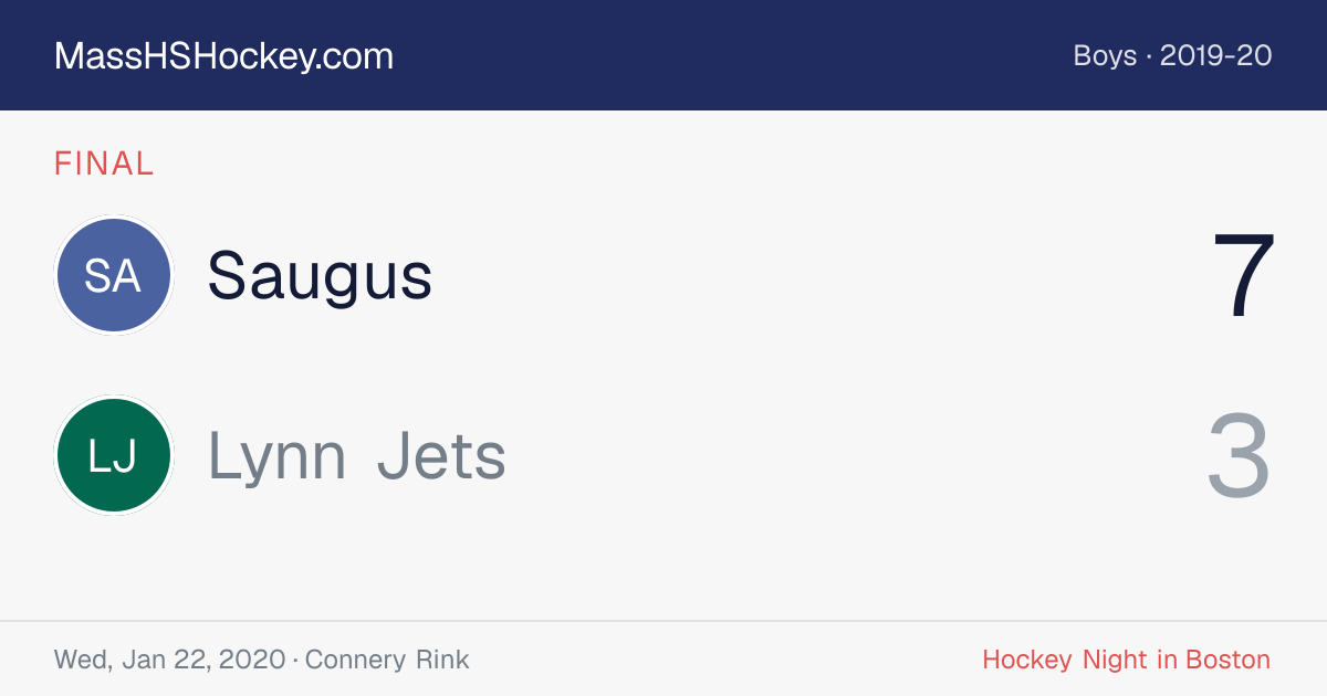 Saugus at Lynn Jets score card