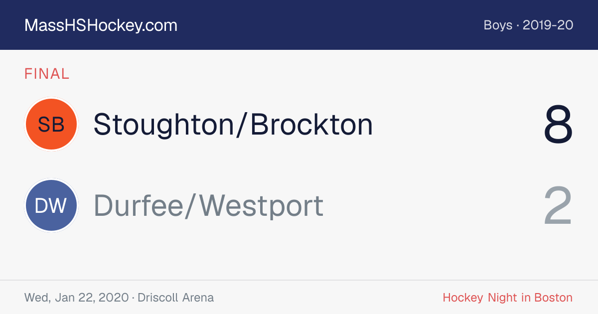 Stoughton/Brockton at Durfee/Westport score card