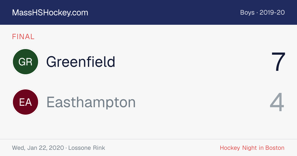 Greenfield at Easthampton score card