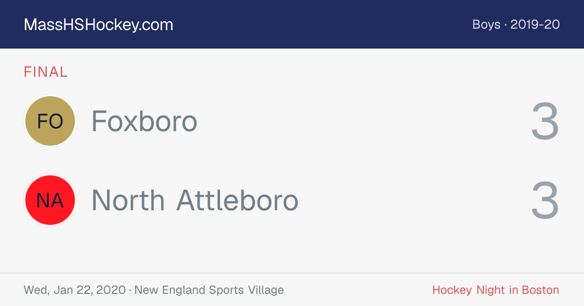 Foxboro at North Attleboro score card