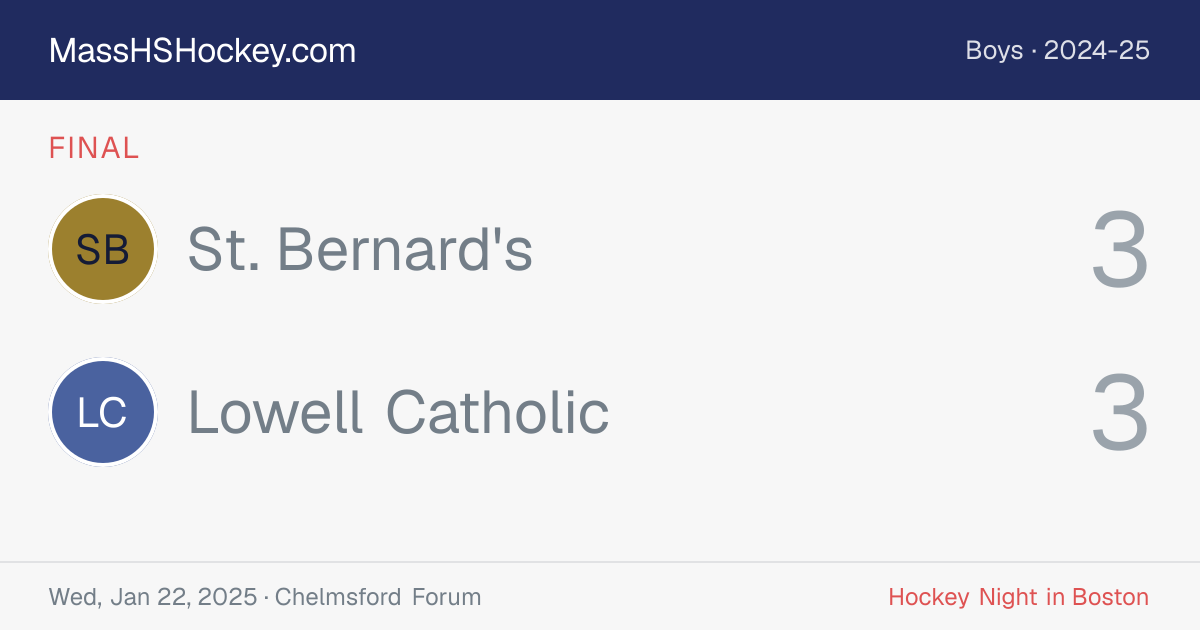 St. Bernard's at Lowell Catholic score card