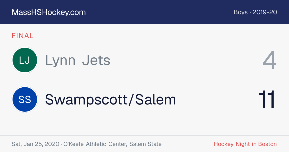Lynn Jets at Swampscott/Salem score card