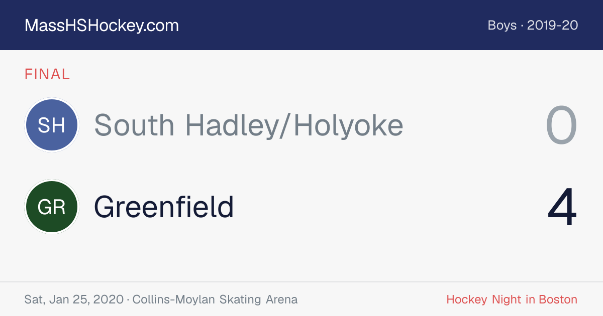 South Hadley/Holyoke at Greenfield score card