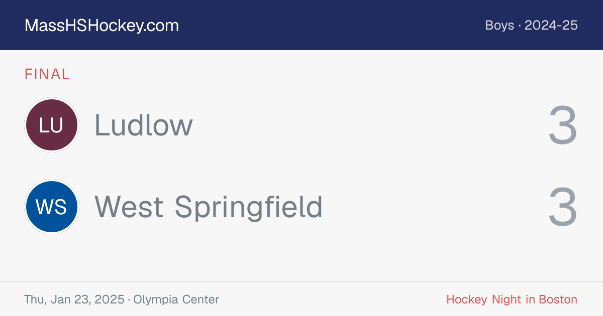 Ludlow at West Springfield score card