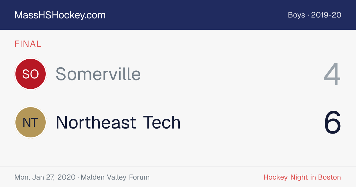 Somerville at Northeast Tech score card