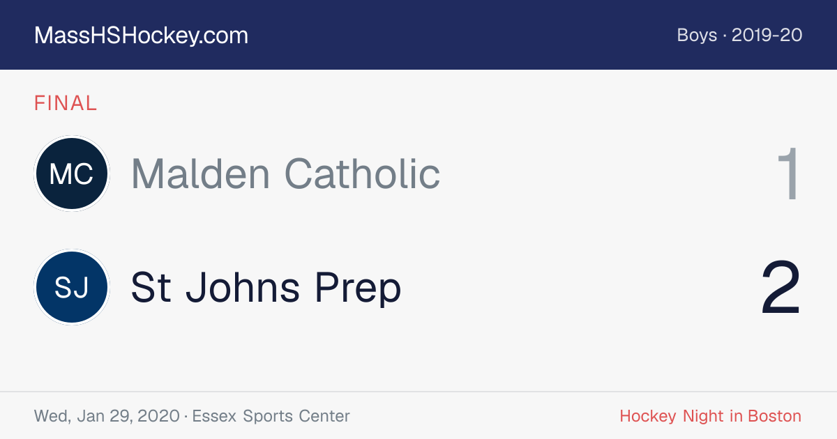 Malden Catholic at St Johns Prep score card